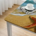 thumbnail image 4 of BANET Decorative Elastic Edged Square Fitted Tablecloth,Waves on Beach Polyester Indoor Outdoor Fitted Table Cover for Parties,Weddings,Kitchen Fit Square Table White, 4 of 7
