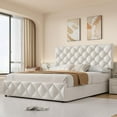 thumbnail image 3 of Ataucjin Full Size Bed Frame with 4 Storage Drawers,Upholstered Platform Bed Frame with Adjustable Headboard,Diamond Stitched Button Tufted,Wood Slats Support,No Box Spring Needed,Easy Assembly, 3 of 9