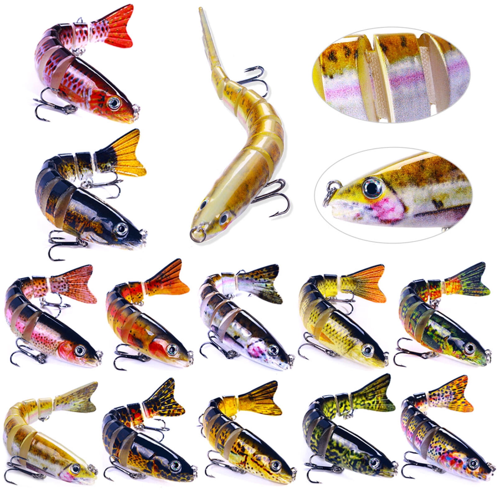 HENGJIA Fishing Lures 12PCS Multi Jointed Fish Fishing Kits Slow Sinking Lifelike Swimbait Freshwater and Saltwater for Trout Bass Lures