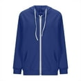 thumbnail image 6 of ATOYSOY Women's Solid Color Jackets with Pockets Loose Sweaters Casual Hoodie Sweatshirts Zipper Up Cardigans Outwear Retro Long Sleeve Tops Fall Winter Fashion Blue L, 6 of 6