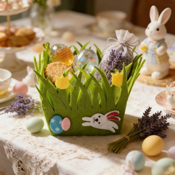 Yusimy Easter Felt Basket for Candy and Egg Decoration Storage for Holiday Decor