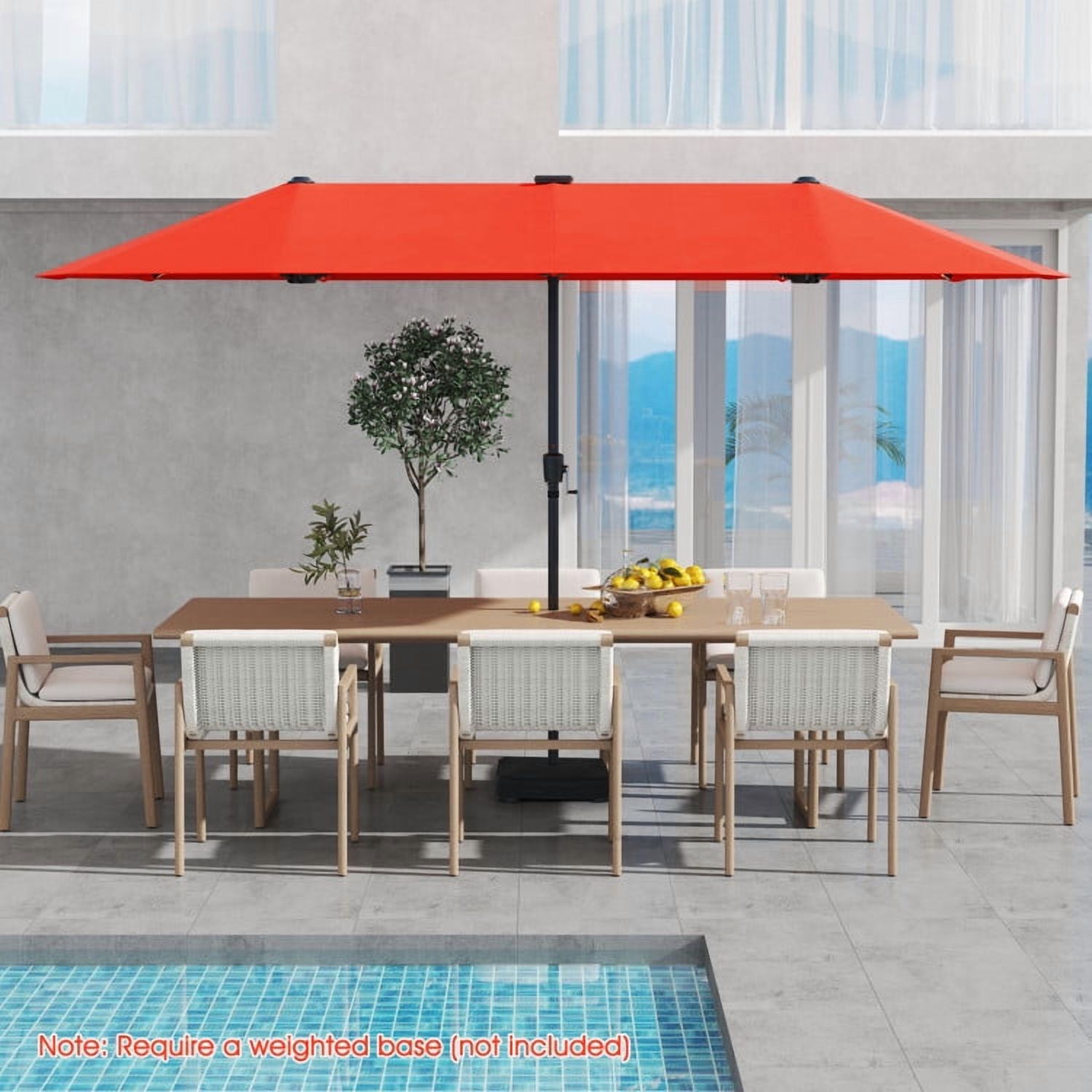 GVN Outdoor Patio Umbrella,Patio Umbrella,13 FT Large Patio Umbrella with LED Solar Lights and Crank Handle-Orange