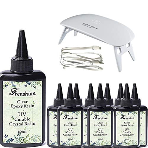 Résine Époxy Transparente Cristalline 10X100ML avec Lampe pour Moules en Résine, Bijoux, Boucles d'Oreilles, Collier, Fabrication de Bracelets