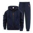 thumbnail image 1 of Ccpelsie Men's 2 Pieces Tracksuits Running Sports Suits Drawstring Waistband Sweatsuit with Pockets For Fall Winter(A01-Navy,L), 1 of 8