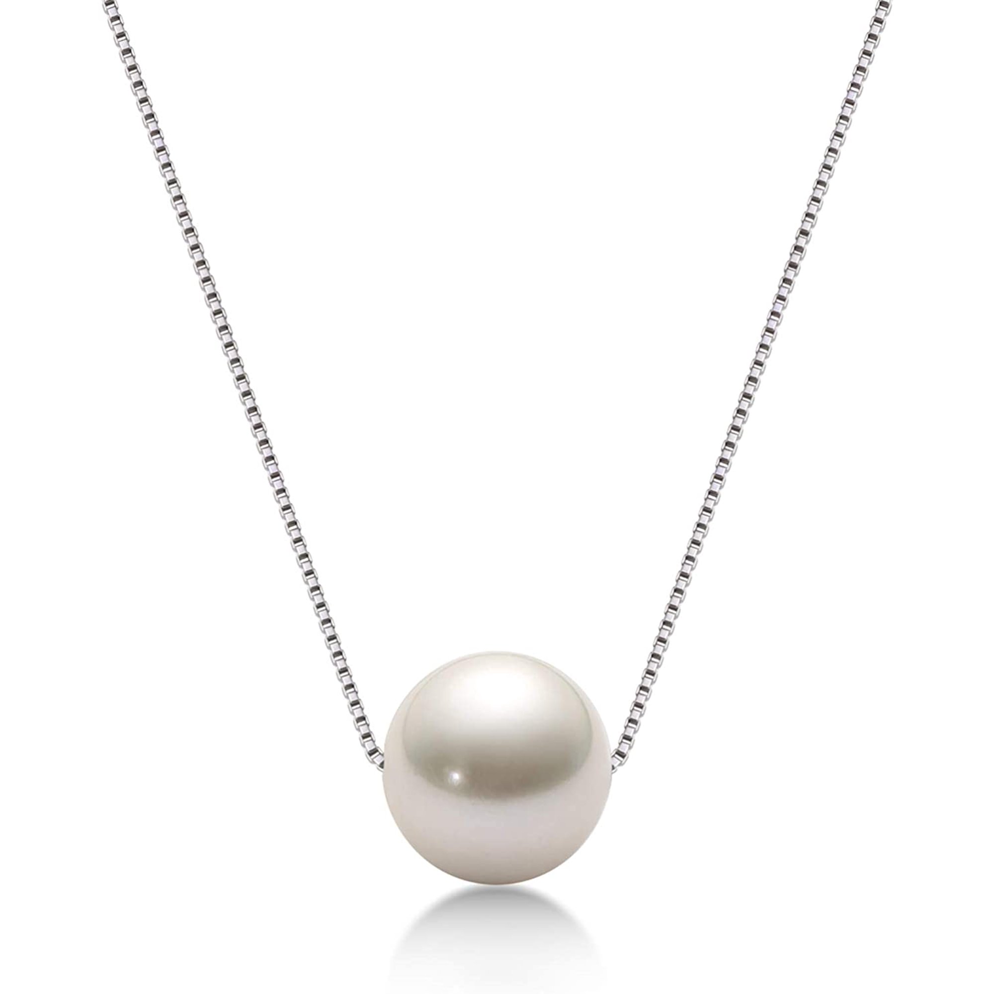 silver necklace with single pearl