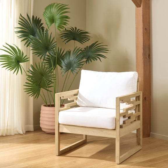 Safavieh Montford Wood Modern Accent Chair, Natural/White