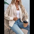 thumbnail image 4 of Chaqueta de Mujer con Encaje en Contraste y Cremallera, Larga Raglán, para Otoño Albaricoque M, 4 of 10