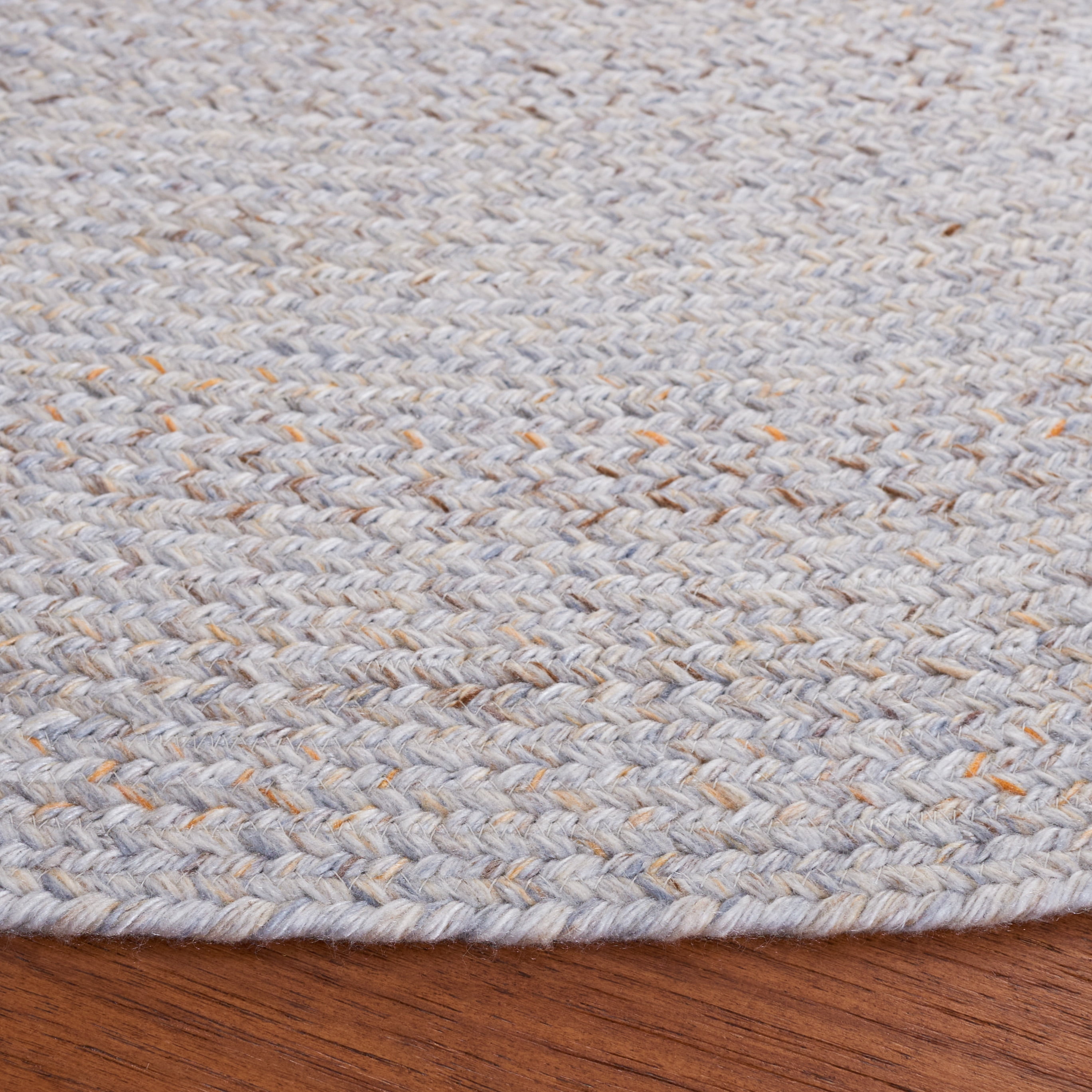 SAFAVIEH Braided Lyla Solid Polyester Reversible Area Rug, Gray/Yellow, 5' x 5' Round