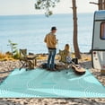 thumbnail image 2 of Moynesa Outdoor Rugs 8x10 Waterproof Plastic Straw Rug, Large Outdoor Camping Rug for RV, Reversible Portable Outside Lightweight Area Rug for Backyard Balcony Beach Picnic, Blue, 2 of 7