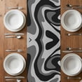 thumbnail image 6 of Abstract Fluid Art Table Runner - 120 Inch Long, Kitchen Dining Table Runner Dresser Scarves, Black Grey Gradient Simple Line Farmhouse Decor for Coffee Tables Wedding Party Banquet, 6 of 8