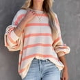 thumbnail image 5 of ShomPort Womens Casual Fall Long Sleeve Sweatshirt Crew Neck Cute Striped Pullover Loose Tops, 5 of 9