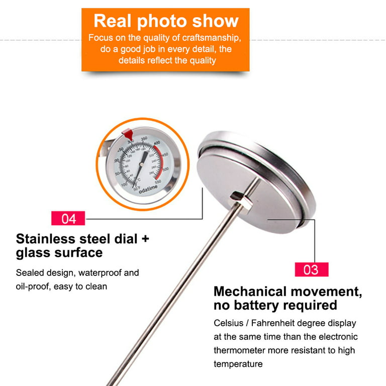 Odatime Food Grade Stainless Steel Meat Thermometer BBQ Cooking