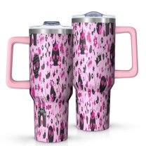 Pink Halloween Fantasy Pattern Tumbler with Handle and Lid,40oz Double Wall Vacuum Insulated Tumbler,Cups Gift for Women and Men