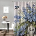 thumbnail image 2 of Pratyus Blue Flowers Hummingbird Printed Shower Curtain with Hooks, Easy Care 100% Polyester Fiber, Chic Modern Bathroom Decor, Home Bathtubs Bathroom Curtain Decoration 36x72, 2 of 7