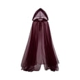 thumbnail image 2 of Fabrcox Halloween Holiday Full Length Hooded Cape, Unisex Adult Double Sided Reversible Mesh Cloak, Black Red Two Tone Garment for Masquerade Christmas Gathering Brown, 2 of 7