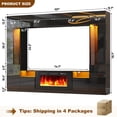 thumbnail image 3 of ANPOO 107" Large Wall Unit Entertainment Center with 40" Electric Fireplace, Bookshelves, LED Lights, Modern High Glossy TV Stand Media Console Table with Bridge Cabinet for Living Room & Home Theate, 3 of 11