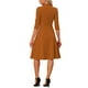 thumbnail image 3 of Vestido Vintage para Mujer INSPIRE CHIC de Manga 3/4 con Cuello Alto, Vestido A-Line de Oficina, Talla XS, Naranja Oscuro, 3 of 6