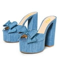thumbnail image 3 of FSJ Women Open Toe Butterfly Platform Sandals Slip on Chunky High Heel Mules Fashion Prom Evening Slide Sandals Size 4 Blue, 3 of 4