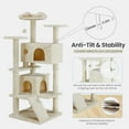 thumbnail image 4 of edx 54" Cat Tree Tower, Multi-Level Pet Indoor Furniture with Scratching Post, Large Condo, Climbing Ramp for Kitten, Beige, 4 of 8