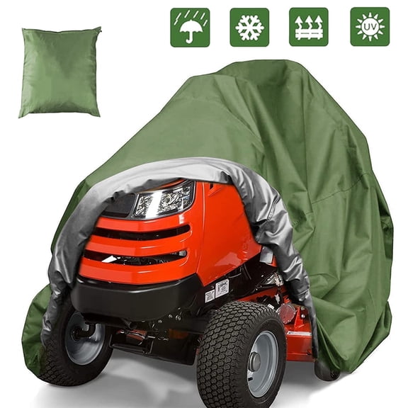 ASTRAEA Riding Lawn Mower Cover, Heavy Duty 420D Waterproof Lawn Tractor Cover UV Protection with Storage Bag Fits Decks up to 54", Green