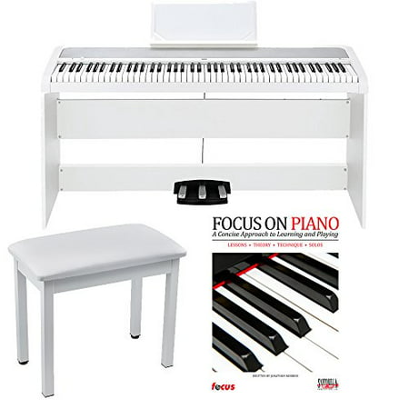 Korg B1SP 88 Weighted Key Digital Piano White with Stand Three Pedal Board Knox Bench and (Best Digital Pedal Board)