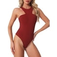 thumbnail image 1 of INSPIRAR CHIC Body sin Mangas para Mujer con Cuello Halter Asimétrico Talla XS Burdeos, 1 of 6