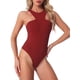 thumbnail image 1 of INSPIRAR CHIC Body sin Mangas para Mujer con Cuello Halter Asimétrico Talla XS Burdeos, 1 of 6