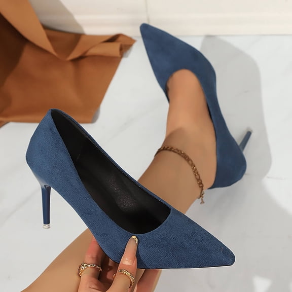 DIVVce Suede Pointed Toe Stiletto Heel Pumps For Women Closed Toe Comfortable Office Party Footwear