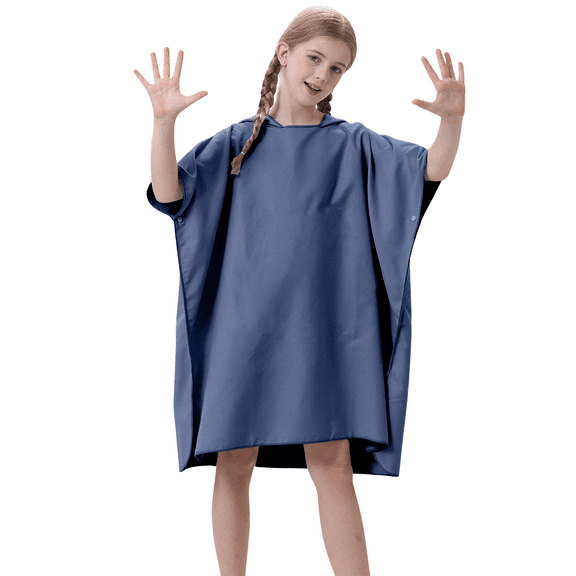 Beach Towel with Hood for 3-10 Years Boys and Girls Hooded Towels Bath Robe for Kids(Navy)