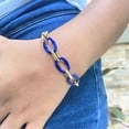 thumbnail image 2 of Pulsera dorada CYRA moda mujer de eslabones azules, 2 of 3
