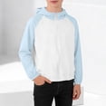 thumbnail image 5 of Boys UPF 50+ Sun Hoodie Jacket, Lightweight Windbreaker with Hood, Blue Color Block, Packable Sun Protection for Outdoor, Beach, Travel,Size 9-10 T, 5 of 9