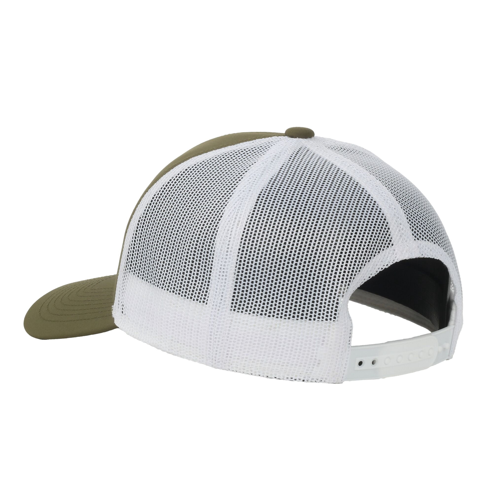 Olive/White Walleye 5-Panel Fishing Cap – Structured, Embroidered, Snapback, One Size