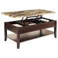 thumbnail image 2 of Lift Top Cocktail Table With Dark Cherry Finish And Faux Marble For Home Decor Contemporary Shelf Storage, 2 of 2