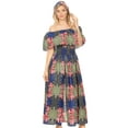 thumbnail image 3 of Sakkas Buhle Ruffle Off-shoulder Long Dress Wax African Ankara Dutch Print - 38-Multicolor - One Size Regular, 3 of 5