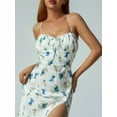 thumbnail image 6 of Seyurigaoka Women Juniors Tie-up Slip Dress, Floral Print V-Neck Spaghetti Strap Slit One-piece, 6 of 8