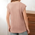thumbnail image 4 of HAOTAGS Teen Girls Blouse Tops Casual Solid Color Round Neck Short Sleeve Tshirts Rose Gold 10Y, 4 of 9