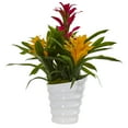 thumbnail image 3 of Nearly Natural Tropical Bromeliad Artificial Plant in White Swirl Vase, 3 of 3