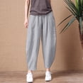 thumbnail image 4 of KDFJPTH Women's Solid Lantern Pants Elastic Waist Casual Harem Trousers Grey L/2, 4 of 5