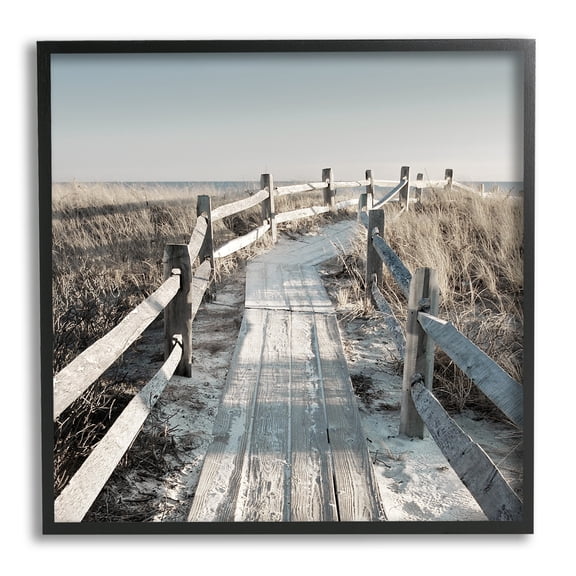 Stupell Industries Seaside Boardwalk Coastal Beach Coastal Photography Black Framed Art Print Wall Art
