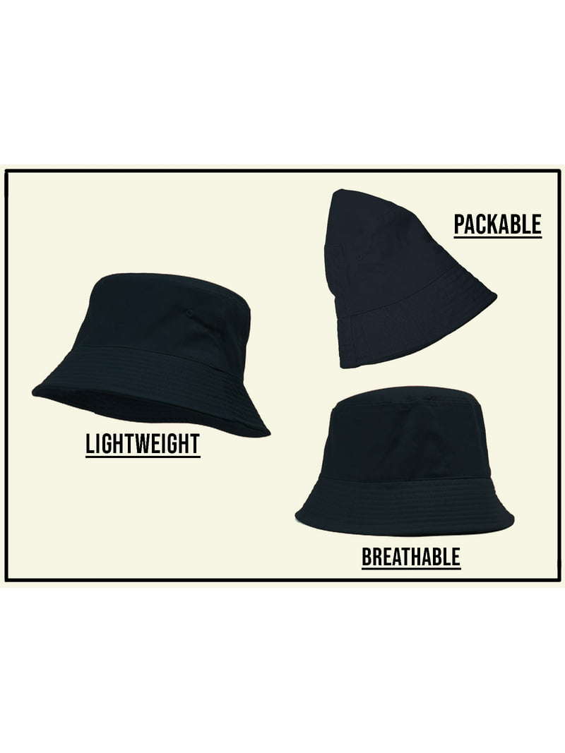 Bucket Hat For Men Women - Cotton Packable Fishing Cap, Navy L/XL