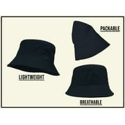 Bucket Hat For Men Women - Cotton Packable Fishing Cap, Navy L/XL