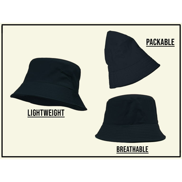 Bucket Hat For Men Women - Cotton Packable Fishing Cap, Navy Bucket Hat For Men Women - Cotton Packable Fishing Cap, Navy