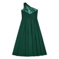 thumbnail image 5 of YEAHDOR Kids Flower Girls Party Dress One Shoulder Rhinestone Romper Wedding Banquet Party Maxi Ball Gown Green 12, 5 of 6