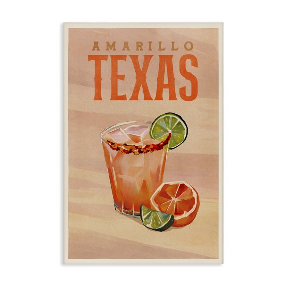 Stupell Industries Amarillo Texas Cocktail Food & Beverage Painting Wrapped Canvas Art Print Wall Art, 16 x 24