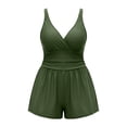 thumbnail image 5 of Qiopertar Plus Size Tankini Swimsuits for Women Vintage Ruffle Swim Dress Two Piece Bathing Suits High Waist V Neck Tummy Control Modest Beach Pool Party, Army Green 3XL, 5 of 7
