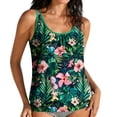 thumbnail image 2 of Xdegoge Swimsuits for Women Scoop Neck Tummy Control Tankini Tops Smooth Botanical Floral Print Modest Swimwear, 2 of 8