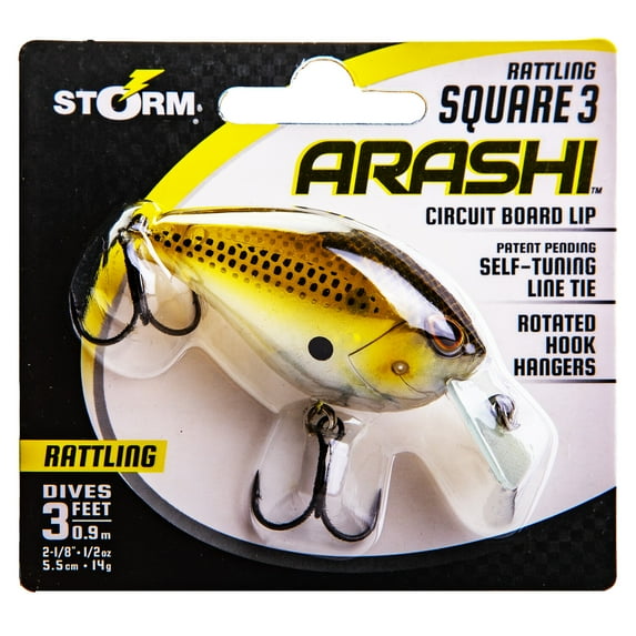 Storm Arashi Rattling Square 3 Fishing Lure - Green Gold Shad
