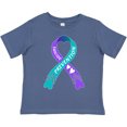 thumbnail image 3 of Inktastic Suicide Prevention Blue and Purple Ribbon with Hearts Boys or Girls Toddler T-Shirt, 3 of 5
