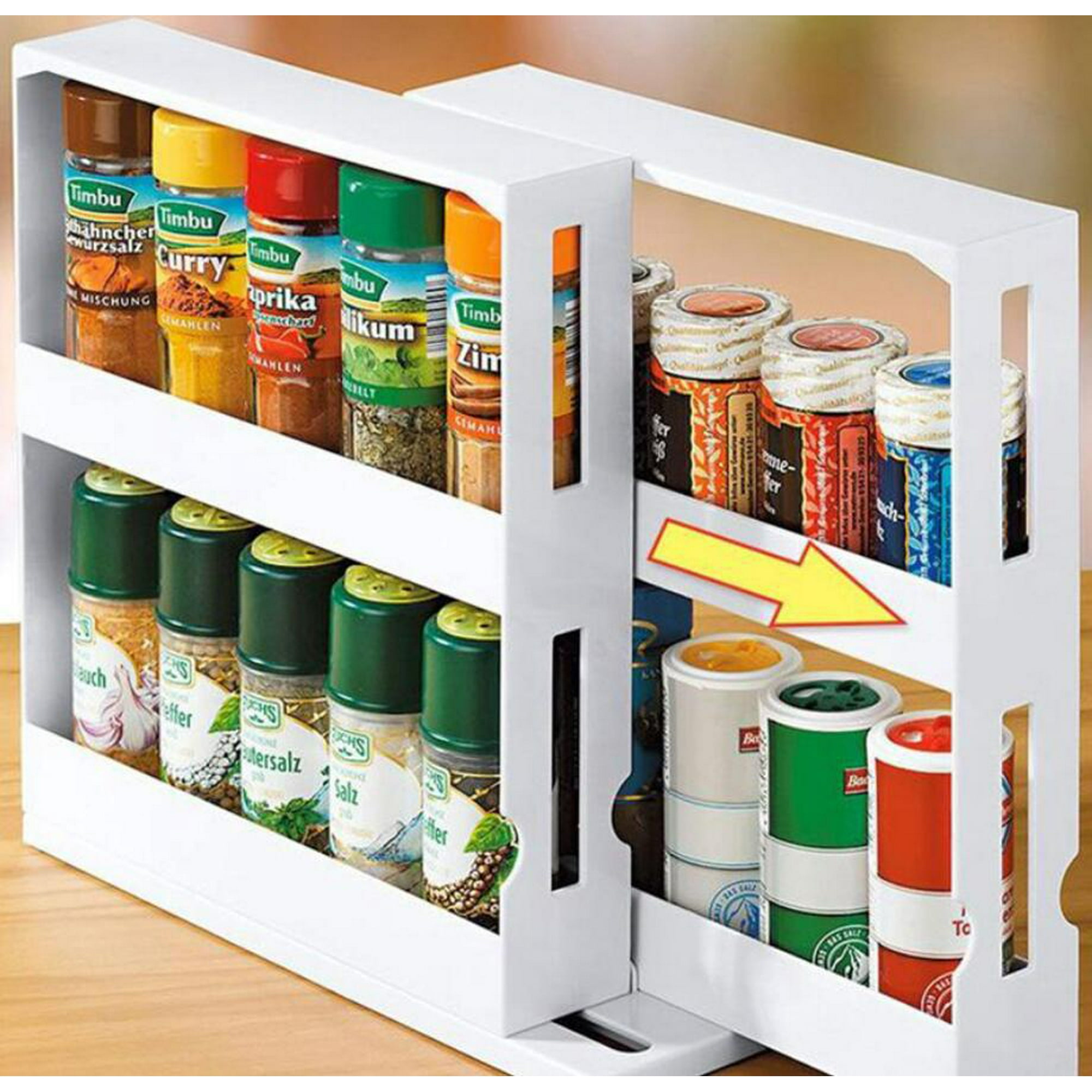 1pc Kitchen Spice Organizer Rack Multi-Function Rotating Storage
