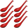 thumbnail image 1 of Juego de 8 cucharas de arroz, cuchara de sopa china Won Ton, cucharas de sopa simples de estilo asiático, rojo y negro, 1 of 5